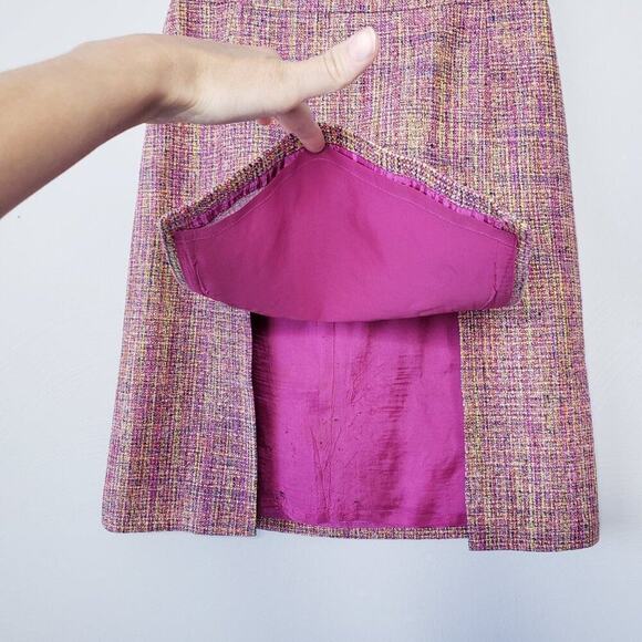 BCBGMAXAZRIA Tweed Silk & Metallic Blend Skirt Barbie Style Business/Career SZ 4 - Picture 4 of 8